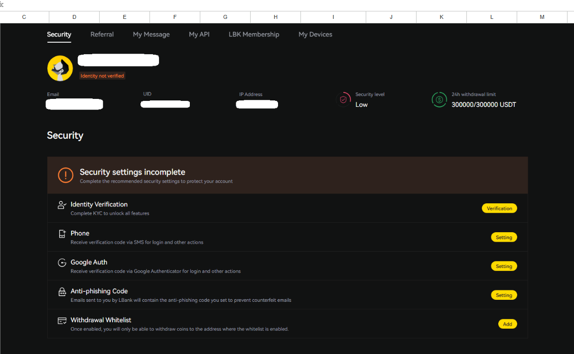 LBANK Google Auth 설정